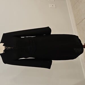 IRO Black Crepe Lace-Up V-Neck Corset Waist Sheath Dress  FR 38 (US 6)